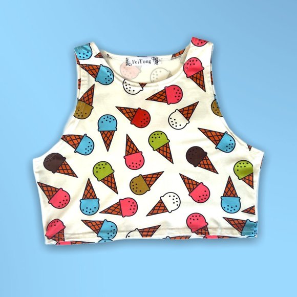 Fei Tong Tops - Fei Tong Ice Cream Crop Tank Top